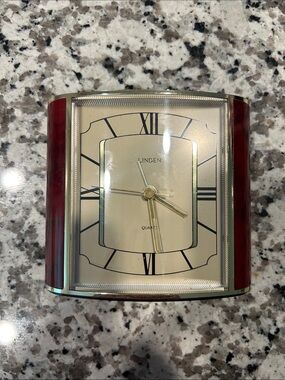 Linden Gold Face Wall Clock with Mahogany-Tone Accents